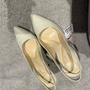 Jessica Simpson Cream Pointed Slingback Heels
